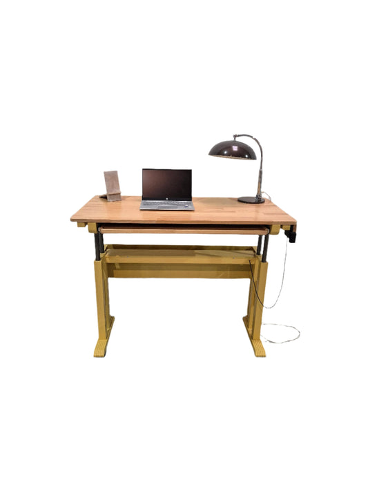 'Binsfeld' - Beechwood and Metal Adjustable Mechanized Sit/Stand Desk