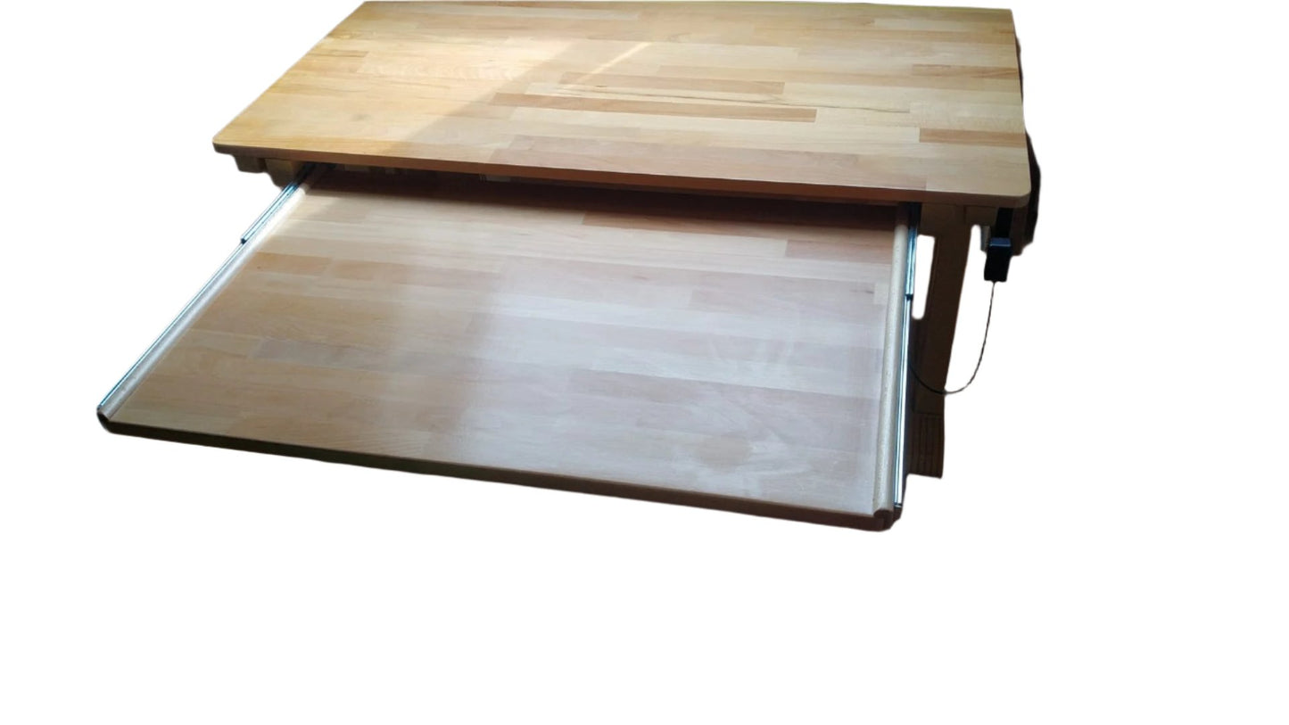 'Binsfeld' - Beechwood and Metal Adjustable Mechanized Sit/Stand Desk
