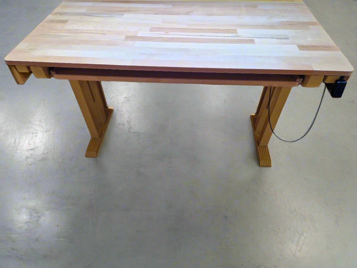 'Binsfeld' - Beechwood and Metal Adjustable Mechanized Sit/Stand Desk
