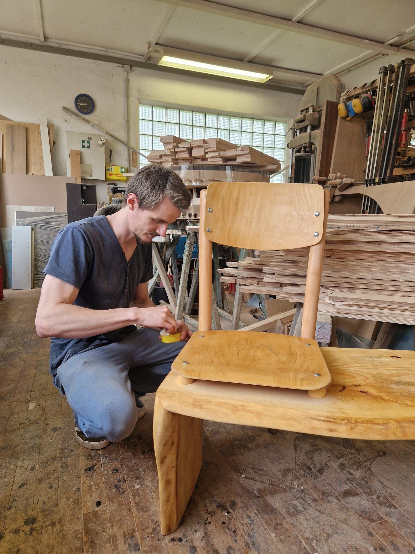 'Nennig' Love Seat -Solid Oakwood Bench